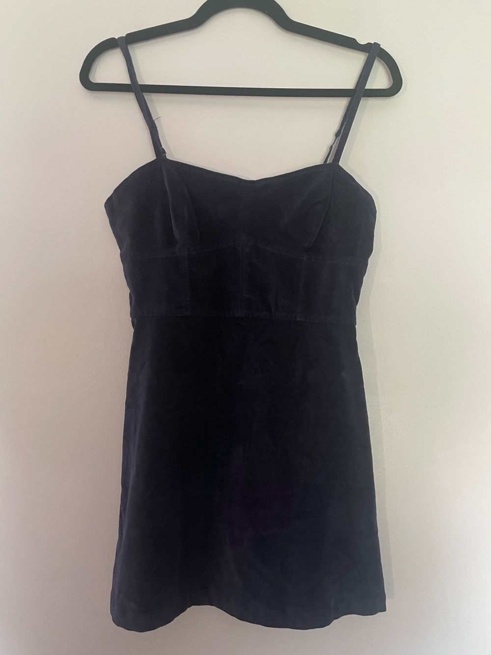 Navy Blue Velvet Dress with Spaghetti Straps Urban Outfitters size M